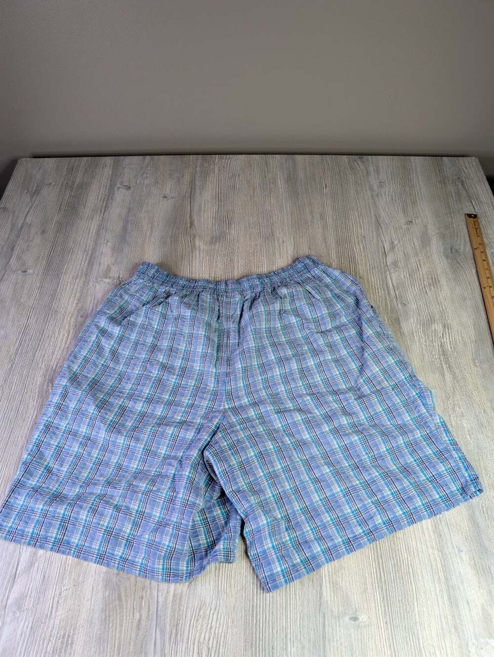 Frina & Co. Men's Blue Plaid Cotton Lounge Sleep Shorts, Size 2XL